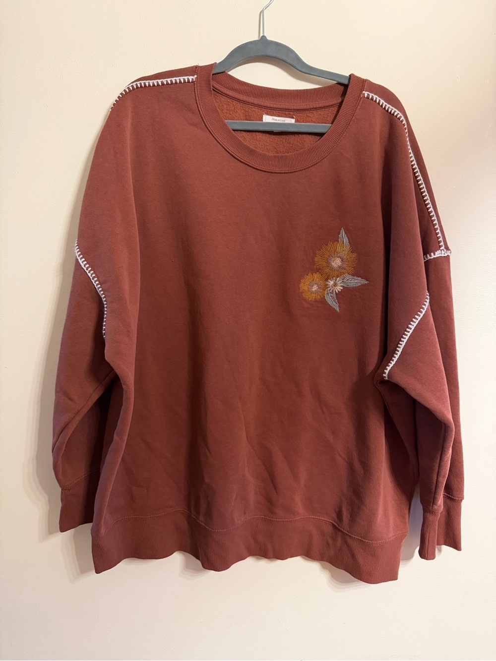 Maurice’s Women's Rust Floral Embroidered Sweatshirt 3x plus size
